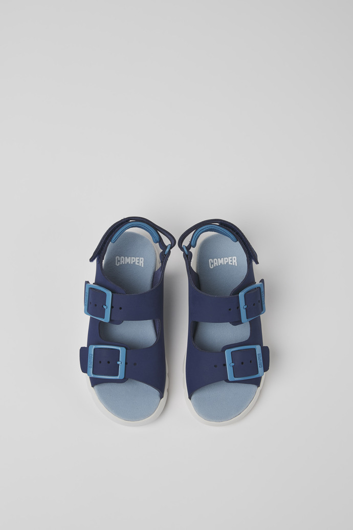 Oruga Blue leather sandals for kids