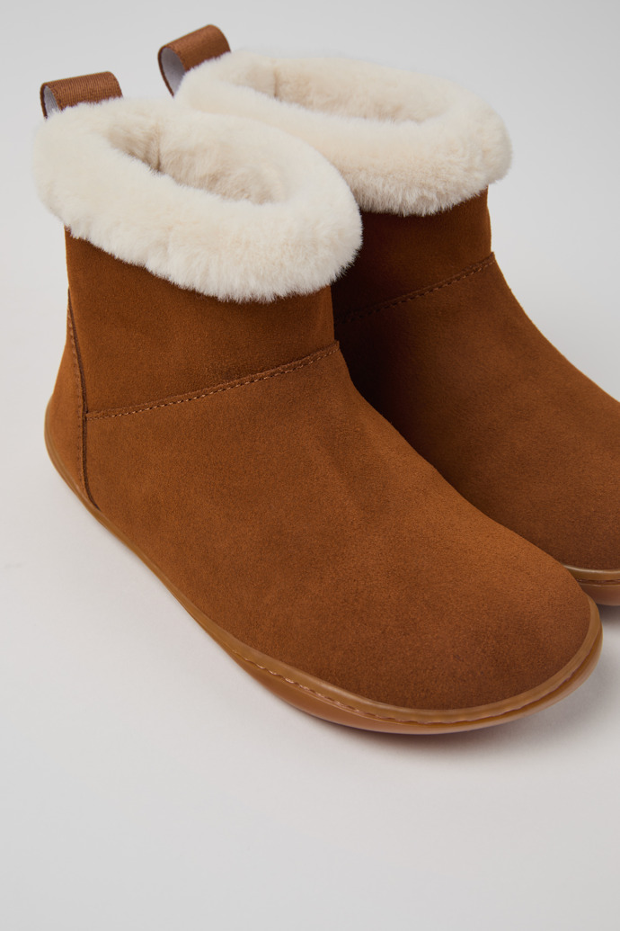 Peu Brown Nubuck Ankle Boots for Kids.