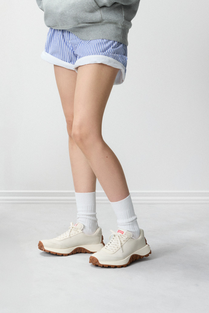 Drift Trail White Leather Sneakers for Women.