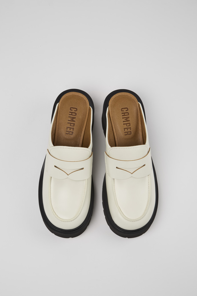 Milah White Leather Clog for Women