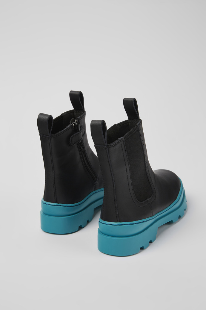 Brutus Black leather Chelsea boots for kids