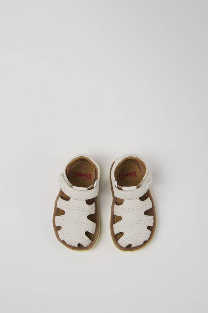 Bicho White Leather Kids' Closed Sandal.
