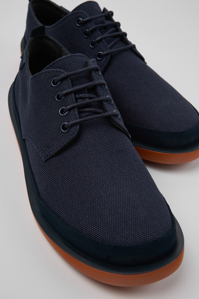 Wagon Blue Recycled Cotton and Nubuck Shoes for Men.