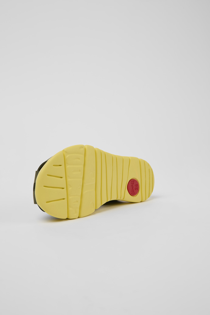 Oruga Green and yellow leather sandals for kids