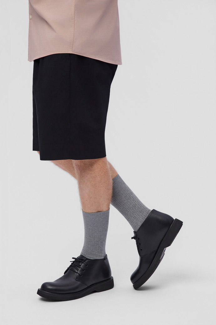 Norman Black Leather Ankle Boots for Men.