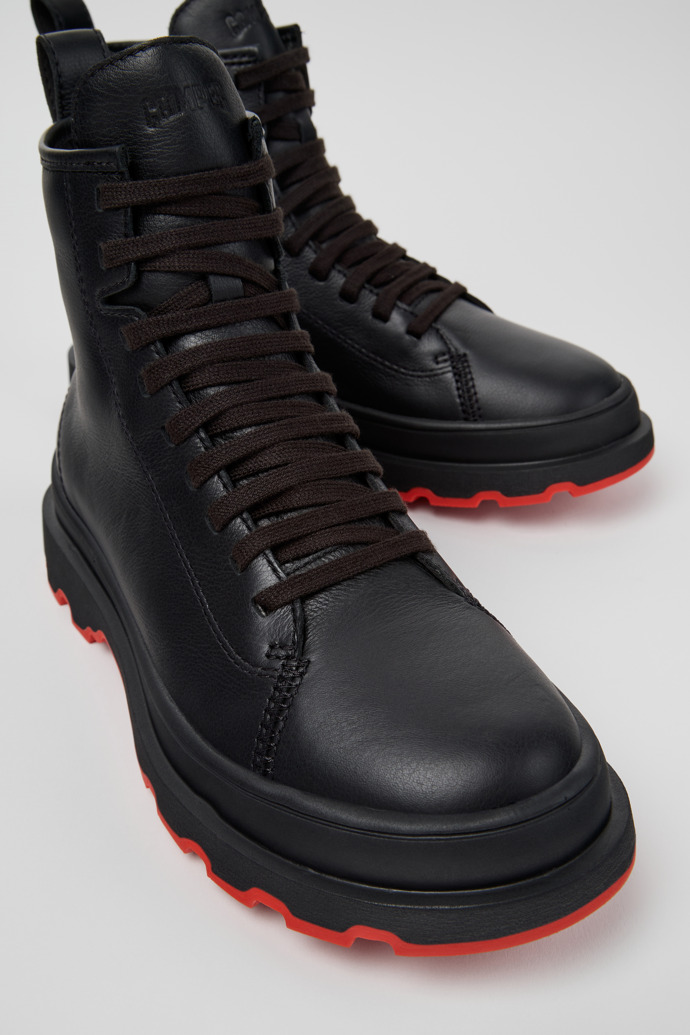 Brutus+ Black Leather Mid Boots for Women.