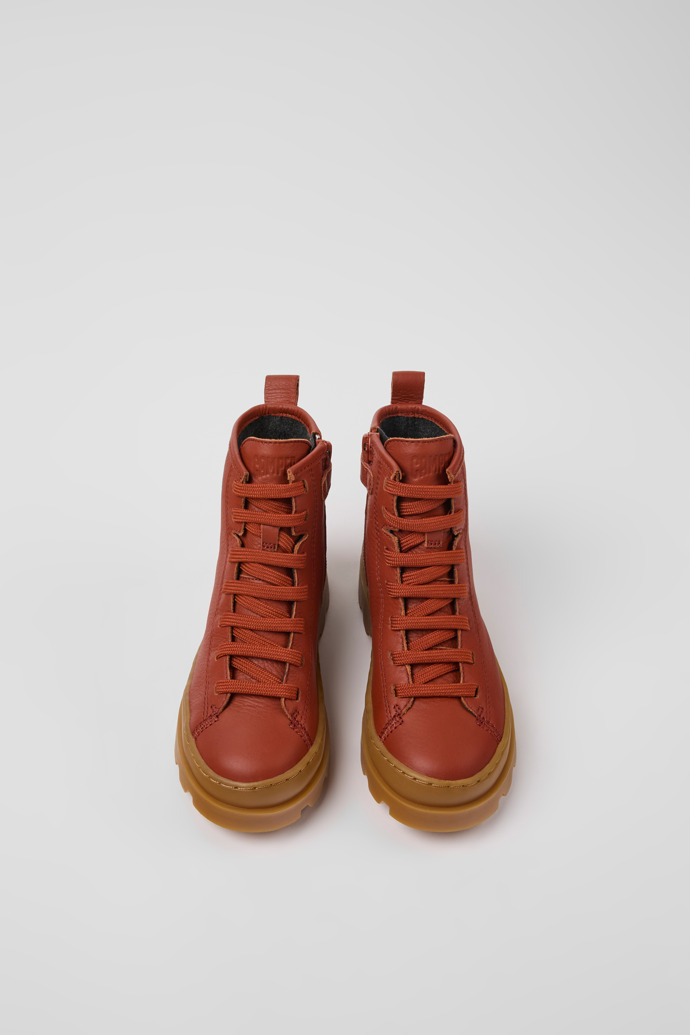 Brutus Red leather ankle boots for kids