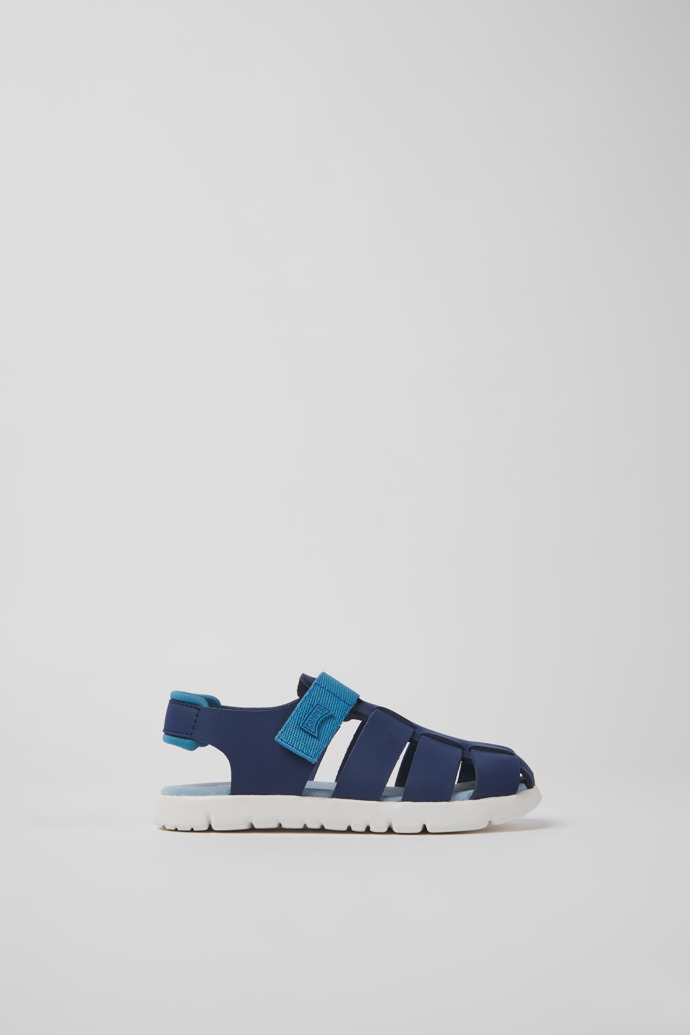 Oruga Blue leather sandals for kids