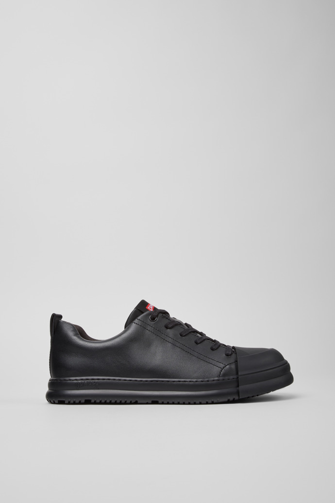 Junction Runner Black Leather Sneakers for Men.
