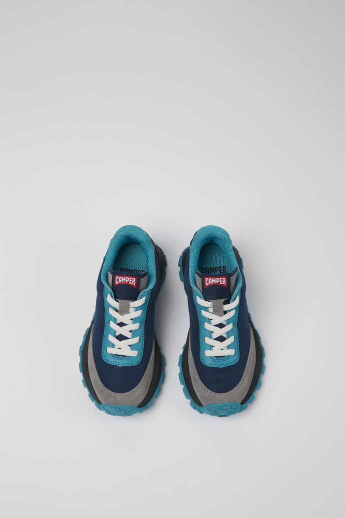 Drift Trail Blue textile and leather sneakers for kids