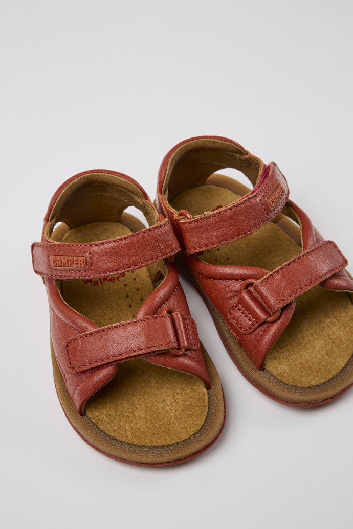 Bicho Red leather sandals for kids
