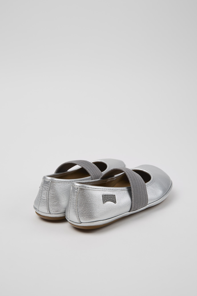 Right Silver Leather Ballerina for Kids.