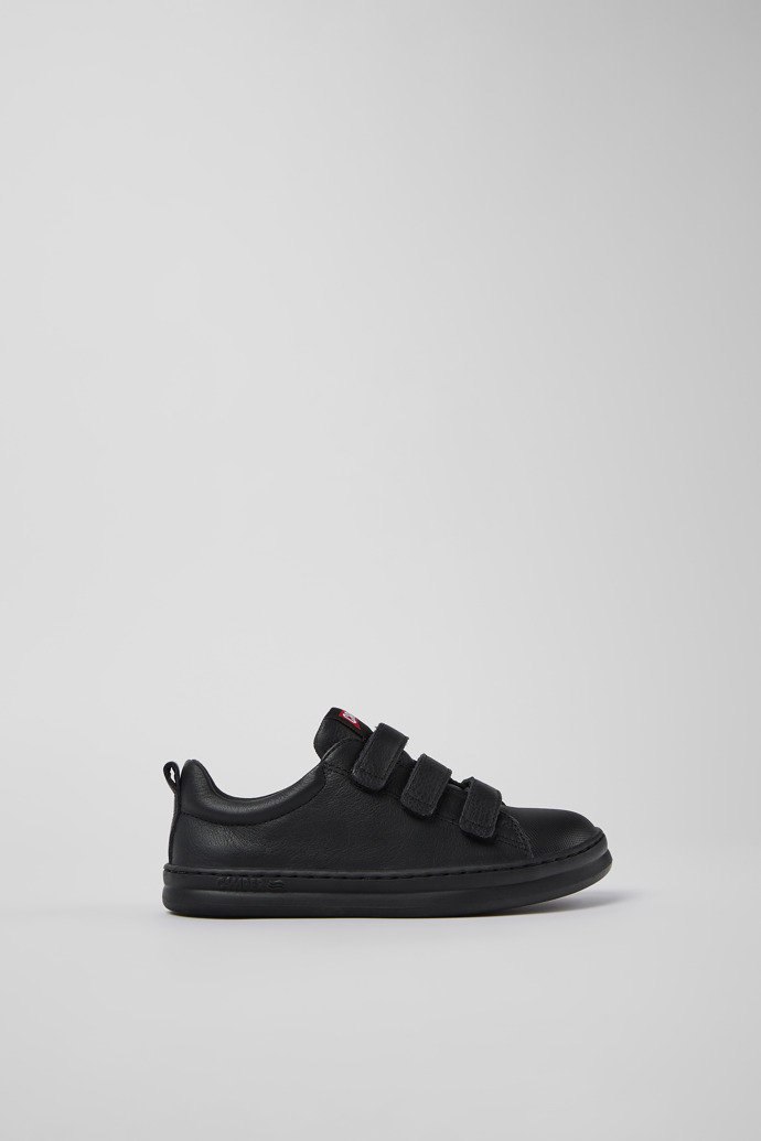 Runner Black leather and textile sneakers for kids