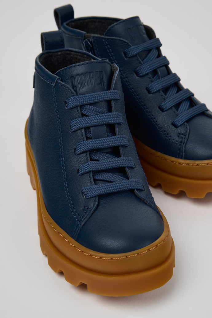 Brutus Blue Leather Ankle Boots for Kids.