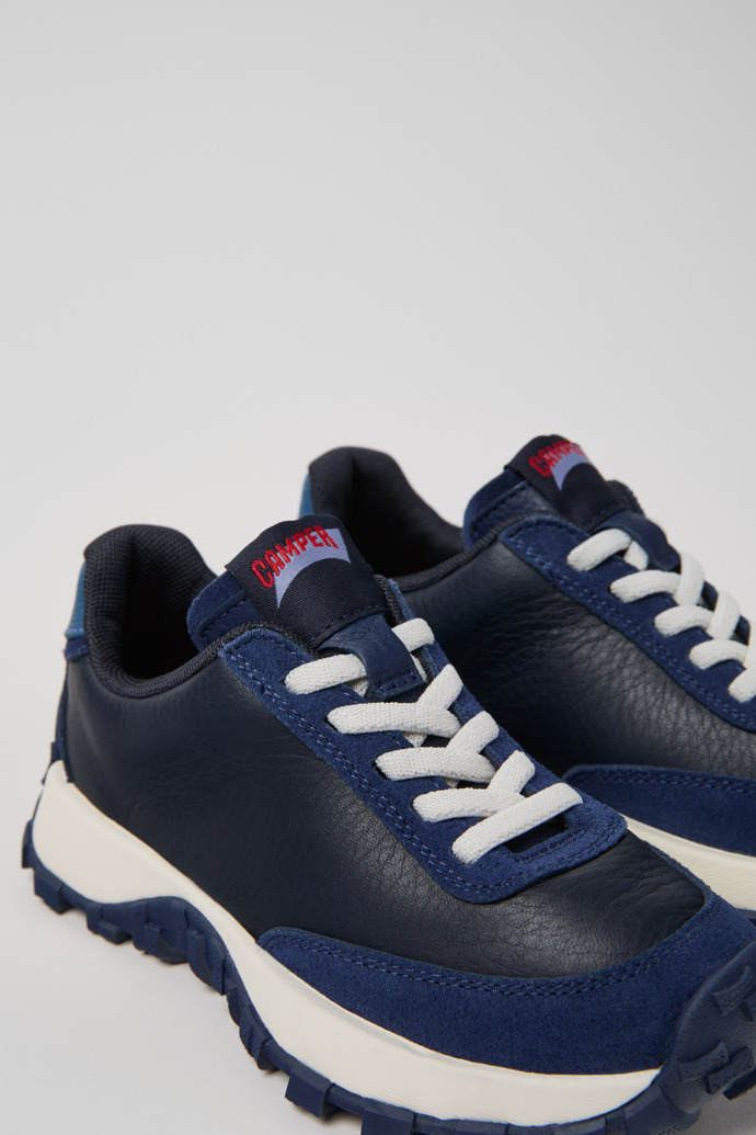 Drift Trail Blue Leather and Nubuck Sneakers for Kids.