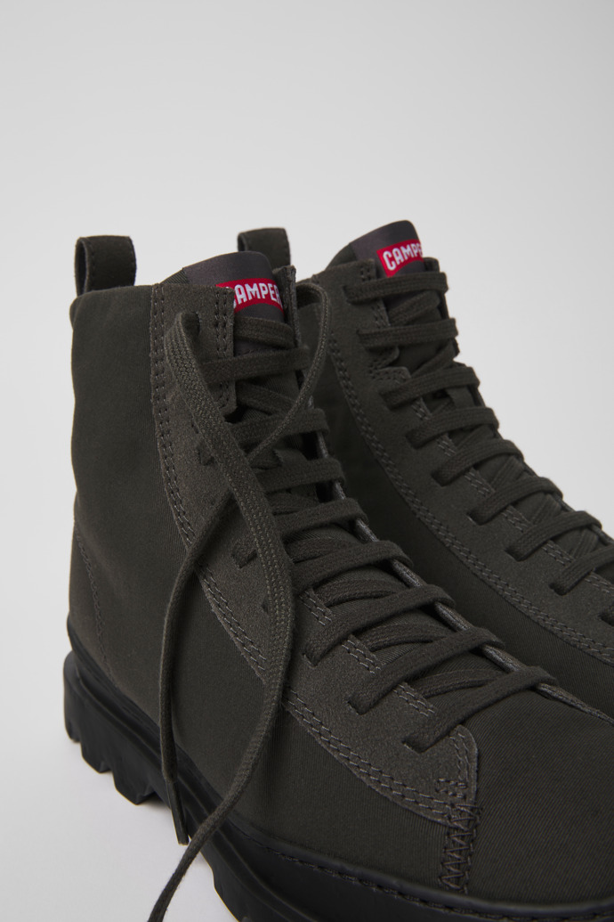 Brutus Gray textile and nubuck ankle boots for women