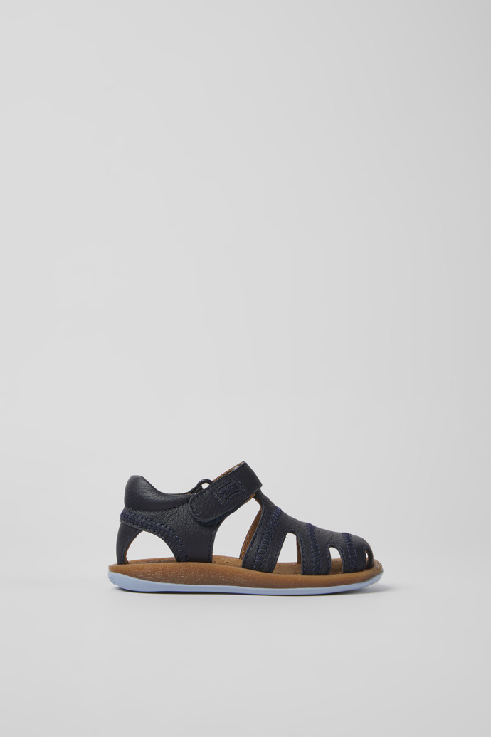 Bicho Navy blue leather sandals for kids
