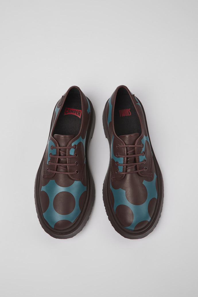 Twins Burgundy and blue leather shoes for men