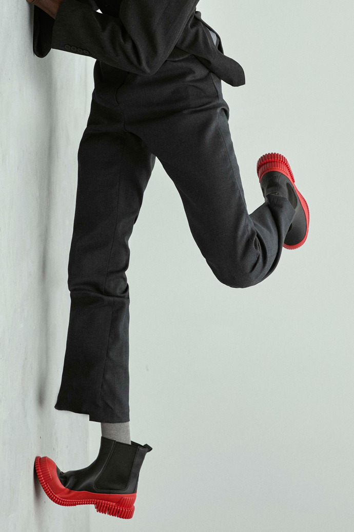 Pix Black Leather Chelsea Bootie for Men