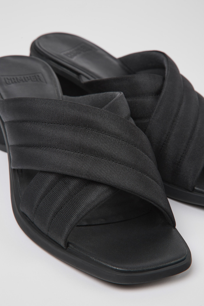 Kiara Black textile sandals for women