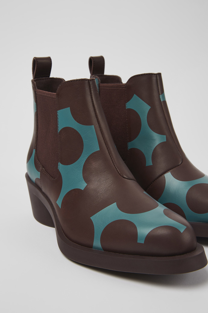 Twins Burgundy and blue leather ankle boots for women