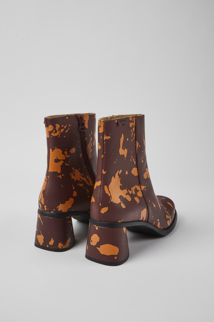 Kiara Burgundy and orange printed leather ankle boots