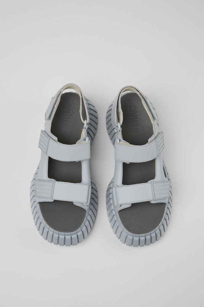 BCN Gray Leather 2-Strap Sandal for Women