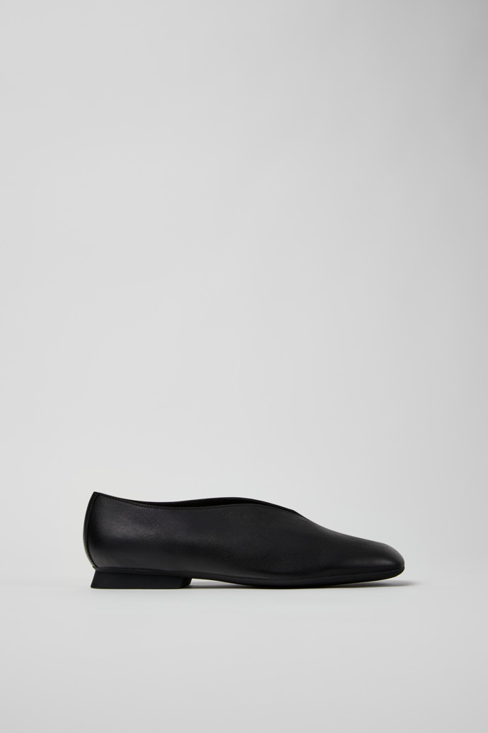 Casi Myra Black Leather Shoes for Women.