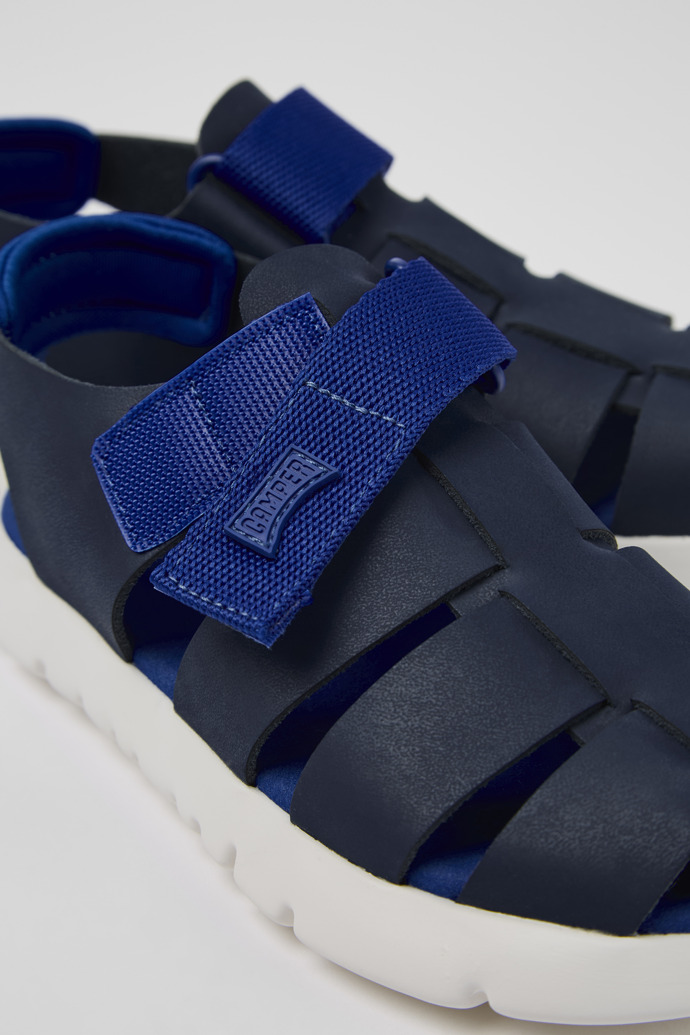 Oruga Blue Leather/Textile Sandal
