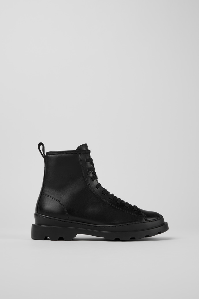 Brutus Black Leather Mid Boots for Women.
