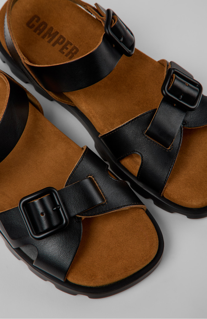 Brutus Sandal Black Leather Sandals for Women.