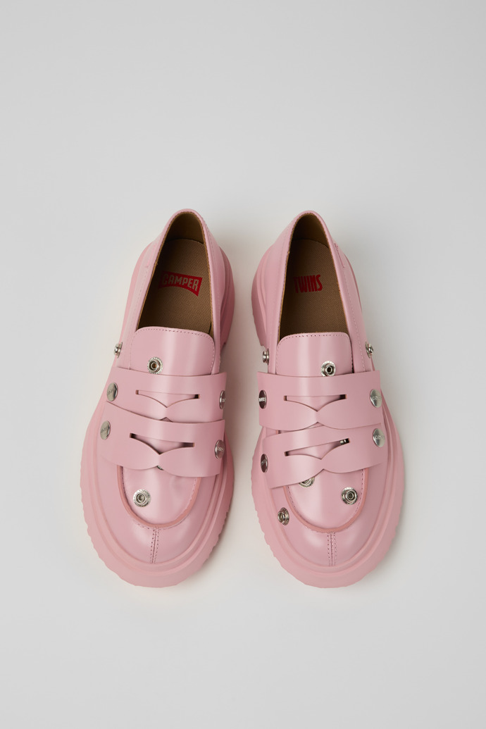 Twins Pink Leather Moccasins for Men.