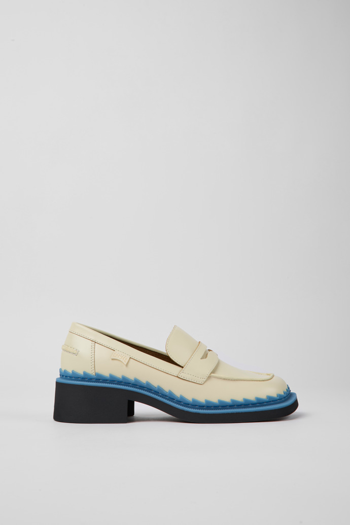 Taylor White and blue leather loafers for women