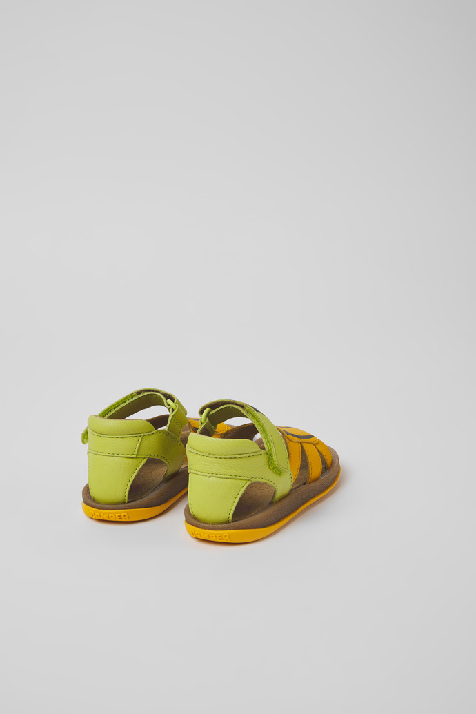 Twins Green and orange leather sandals for kids