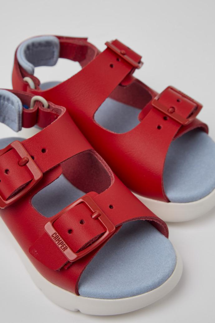 Oruga Red leather sandals for kids