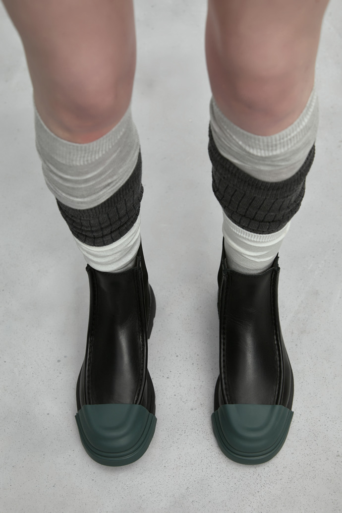 Junction Black leather chelsea boots for women