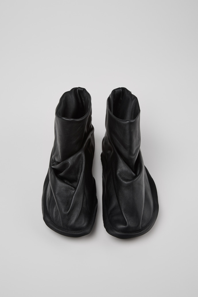 Camper x ISSEY MIYAKE - Peu Form Black Leather Ankle Boots for Women.