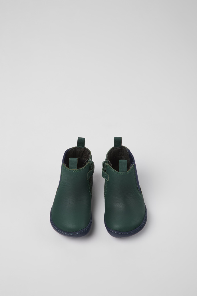 Peu Green and blue leather boots for kids
