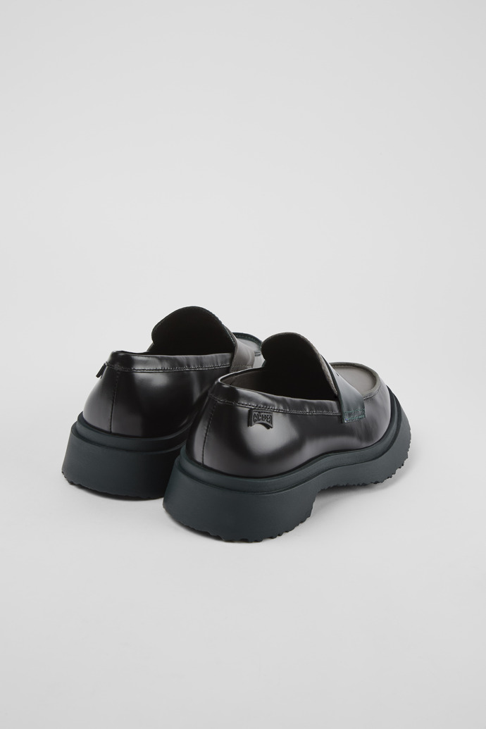 Twins Black and gray leather loafers for women