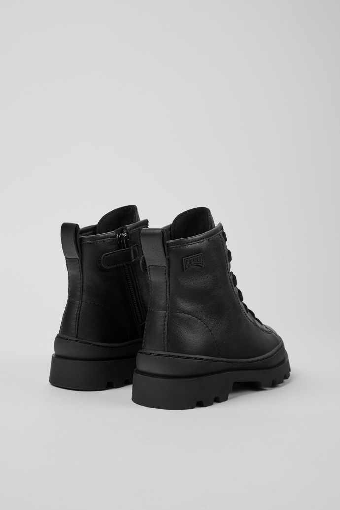 Brutus Black Leather Ankle Boots for Kids.
