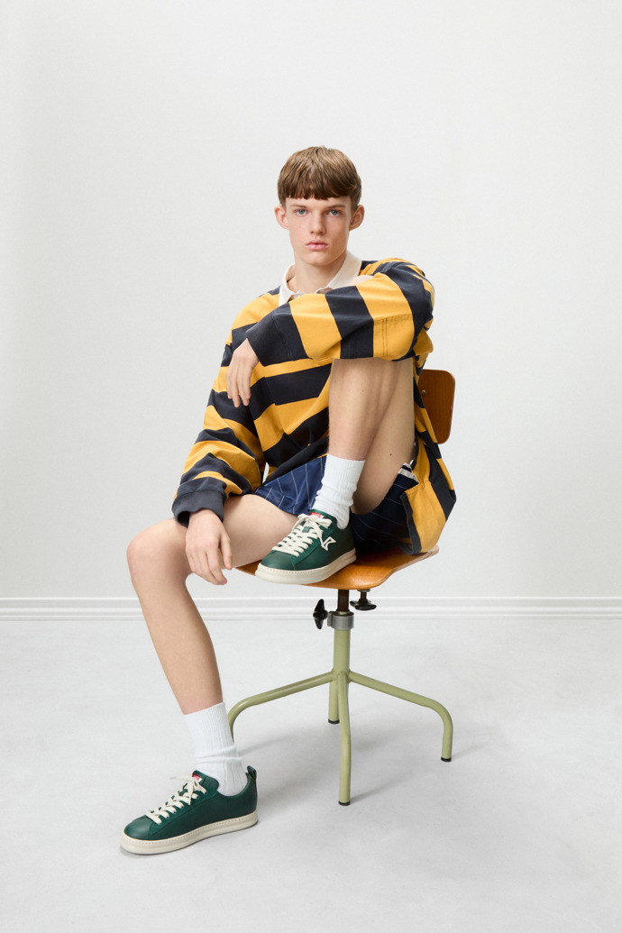 Runner Green Leather and Nubuck Sneakers for Men.