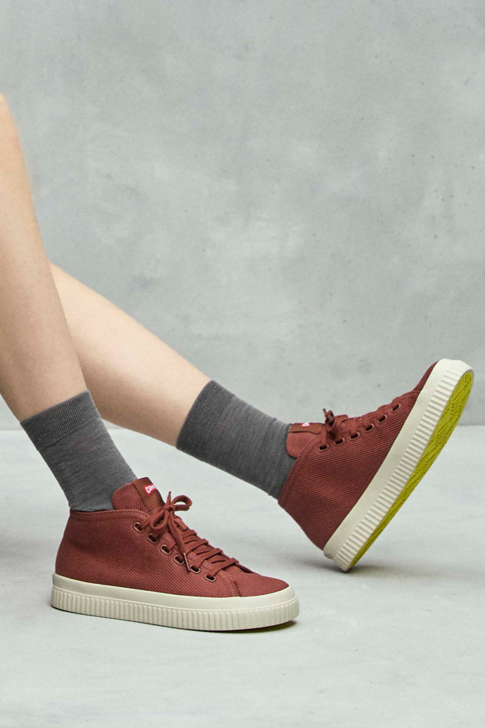 Peu Roda Red recycled cotton sneakers for women