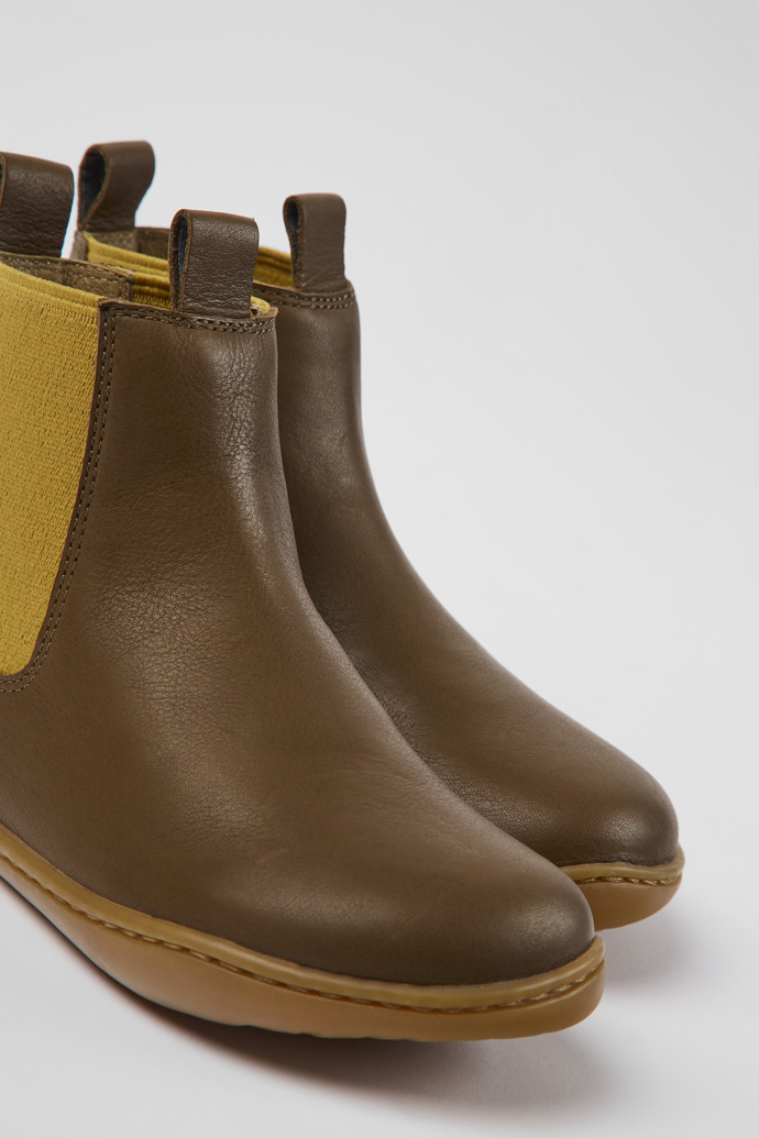 Peu Brown leather ankle boots for kids