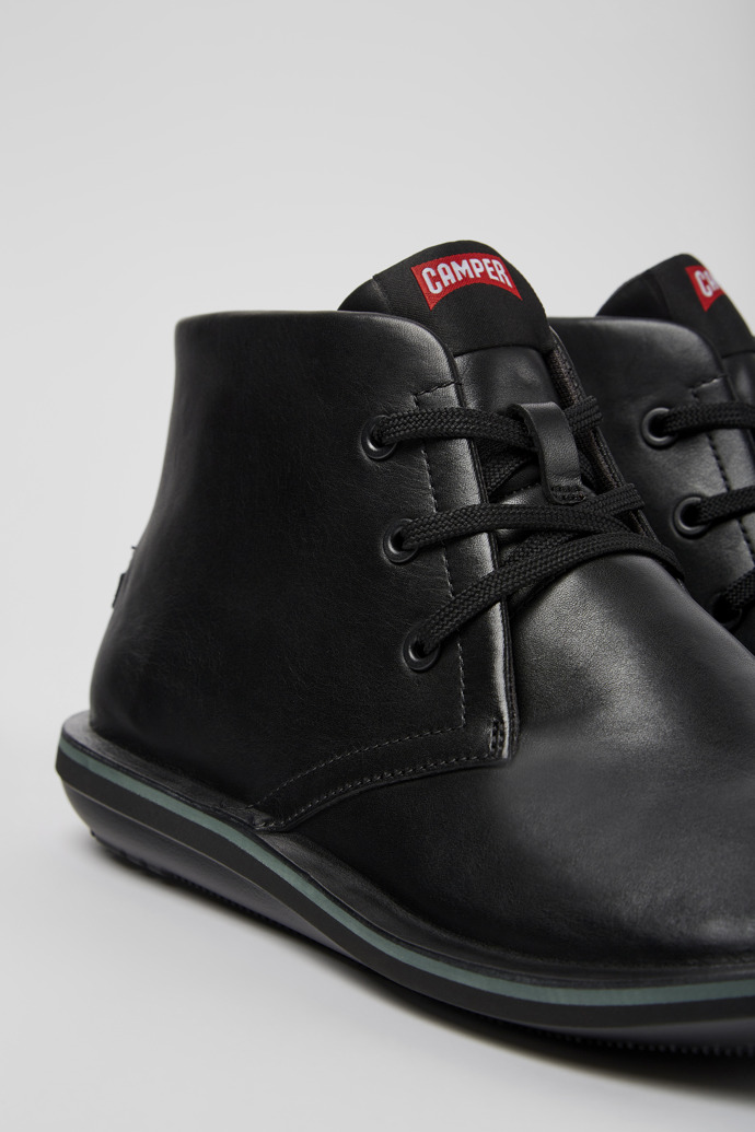 Beetle Black leather ankle boots for men