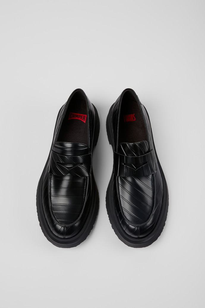 Twins Black leather loafers for men