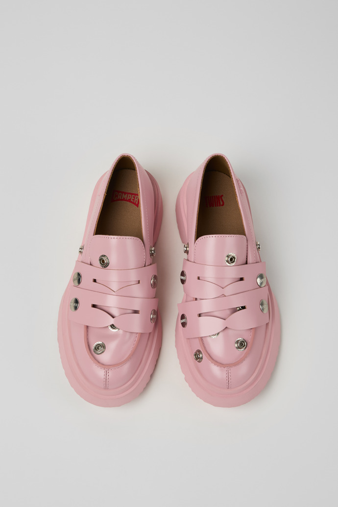 Twins Pink Leather Moccasins for Women.