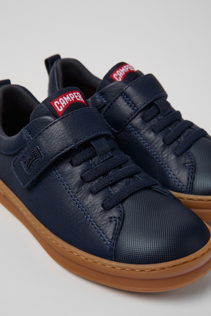 Runner Blue Leather and Textile Sneakers for Kids.