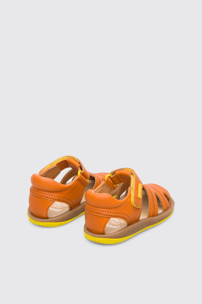 Bicho Closed dark orange T-strap sandal for kids