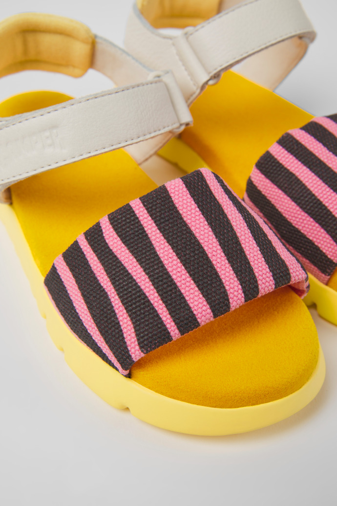 Oruga Multicolored textile and leather sandals for kids