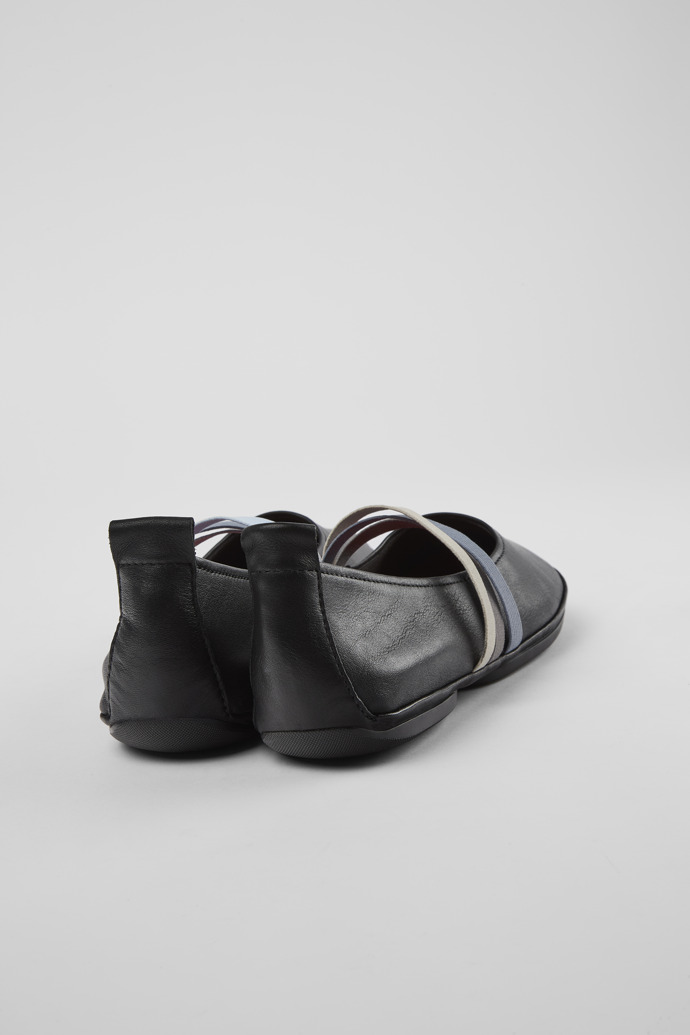 Twins Black Leather Ballerina for Women